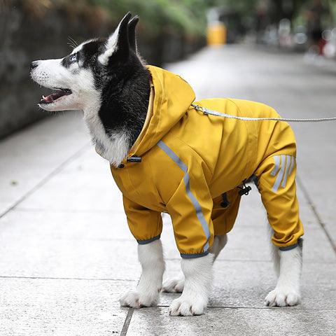 Waterproof Dog Raincoat with Hood – Lightweight Reflective Dog Jacket with Leash Hole, Adjustable Fit for Small & Medium Dogs, Puppy Clothes