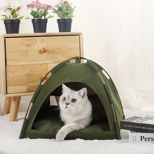 Cat Tent Bed with Removable Soft Pad – Portable Pet Tent Cave for Cats & Small Dogs | Breathable, Self-Cooling & Non-Slip |  (3–5 Days)