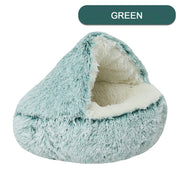 Luxurious Plush Round Cat Bed – Semi-Enclosed Hooded Donut Bed for Cats & Small Dogs | Warm, Cozy & Easy-Clean | Free UK Delivery (3–5 Days)