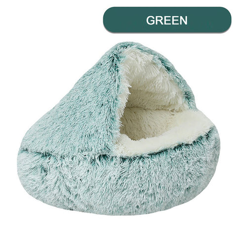 Luxurious Plush Round Cat Bed – Semi-Enclosed Hooded Donut Bed for Cats & Small Dogs | Warm, Cozy & Easy-Clean | Free UK Delivery (3–5 Days)