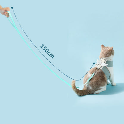 Adjustable Cat Harness and Leash Set – Escape Proof, Cute Angel Wings, Breathable Mesh for Kittens
