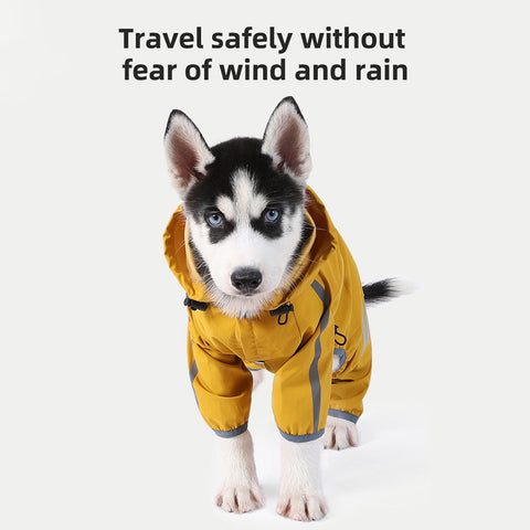 Waterproof Dog Raincoat with Hood – Lightweight Reflective Dog Jacket with Leash Hole, Adjustable Fit for Small & Medium Dogs, Puppy Clothes