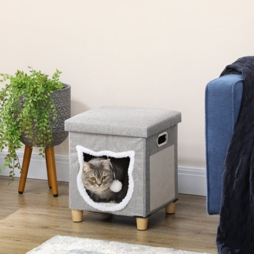 Paw Hut Cat House Cave – Soft Indoor Cat Bed Cube with Scratching Pad & Washable Cushion | Toy Ball Included | Free UK Delivery (3–5 Days)