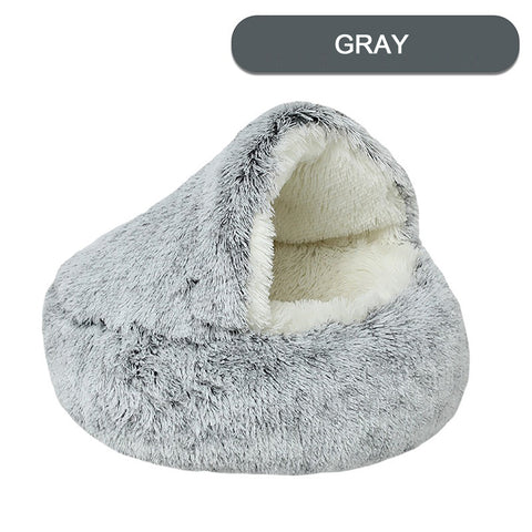 Luxurious Plush Round Cat Bed – Semi-Enclosed Hooded Donut Bed for Cats & Small Dogs | Warm, Cozy & Easy-Clean | Free UK Delivery (3–5 Days)