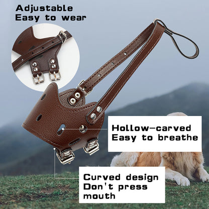 Leather  Dog Muzzle – Secure Anti-Barking, Chewing & Biting Muzzle with Adjustable Straps, Breathable Design for Small Medium Large Dogs