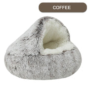 Luxurious Plush Round Cat Bed – Semi-Enclosed Hooded Donut Bed for Cats & Small Dogs | Warm, Cozy & Easy-Clean | Free UK Delivery (3–5 Days)