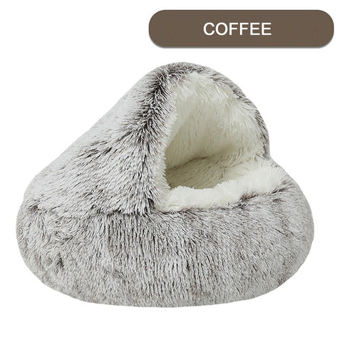 Luxurious Plush Round Cat Bed – Semi-Enclosed Hooded Donut Bed for Cats & Small Dogs | Warm, Cozy & Easy-Clean | Free UK Delivery (3–5 Days)