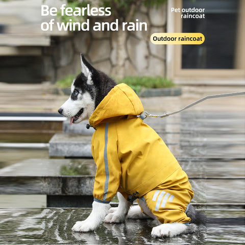Waterproof Dog Raincoat with Hood – Lightweight Reflective Dog Jacket with Leash Hole, Adjustable Fit for Small & Medium Dogs, Puppy Clothes