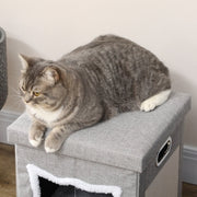 Paw Hut Cat House Cave – Soft Indoor Cat Bed Cube with Scratching Pad & Washable Cushion | Toy Ball Included | Free UK Delivery (3–5 Days)