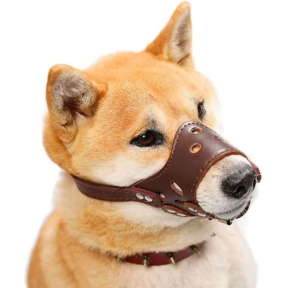 Leather  Dog Muzzle – Secure Anti-Barking, Chewing & Biting Muzzle with Adjustable Straps, Breathable Design for Small Medium Large Dogs