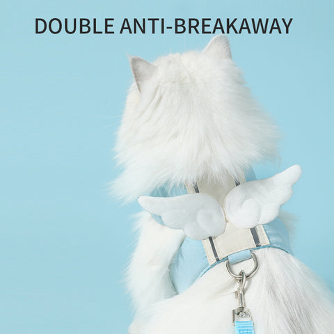 Adjustable Cat Harness and Leash Set – Escape Proof, Angel Wings Design, Breathable Soft Mesh for Kittens and Small Cats