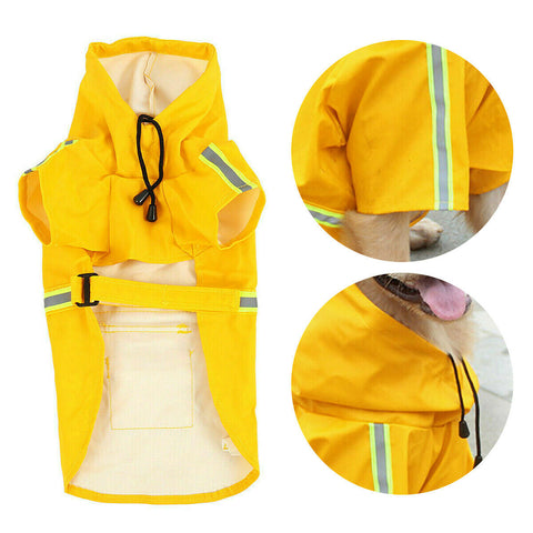 Dog Raincoat, Waterproof Dog Rain Jacket With Safety Reflective Stripe, Hooded Slicker Dachshund Doggy