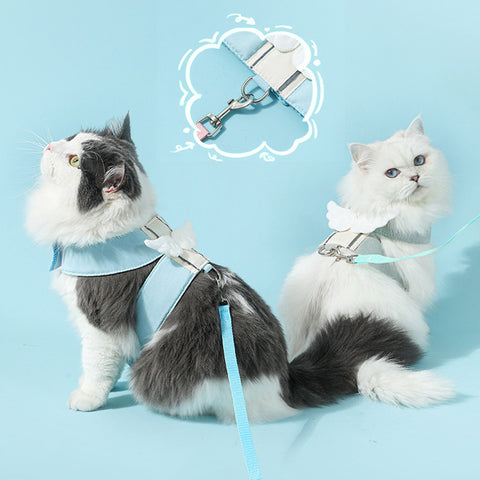 Adjustable Cat Harness and Leash Set – Escape Proof, Angel Wings Design, Breathable Soft Mesh for Kittens and Small Cats
