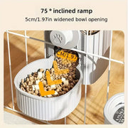 Automatic Cat Feeder & Water Dispenser Set – 1.2L Food Capacity & 520ml Water Tank | Cage-Mounted Design | Elegant Gray | Free UK Delivery(3–5 Days)