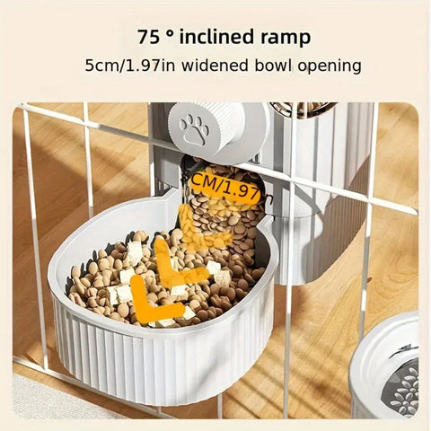 Automatic Cat Feeder & Water Dispenser Set – 1.2L Food Capacity & 520ml Water Tank | Cage-Mounted Design | Elegant Gray | Free UK Delivery(3–5 Days)