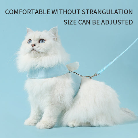 Adjustable Cat Harness and Leash Set – Escape Proof, Angel Wings Design, Breathable Soft Mesh for Kittens and Small Cats
