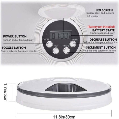 Automatic 6-Meal Pet Feeder – Timed Dispenser for Cats & Dogs